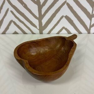 Vintage Walter Stahli Wood Pear Shaped Bowl Made in Switzerland